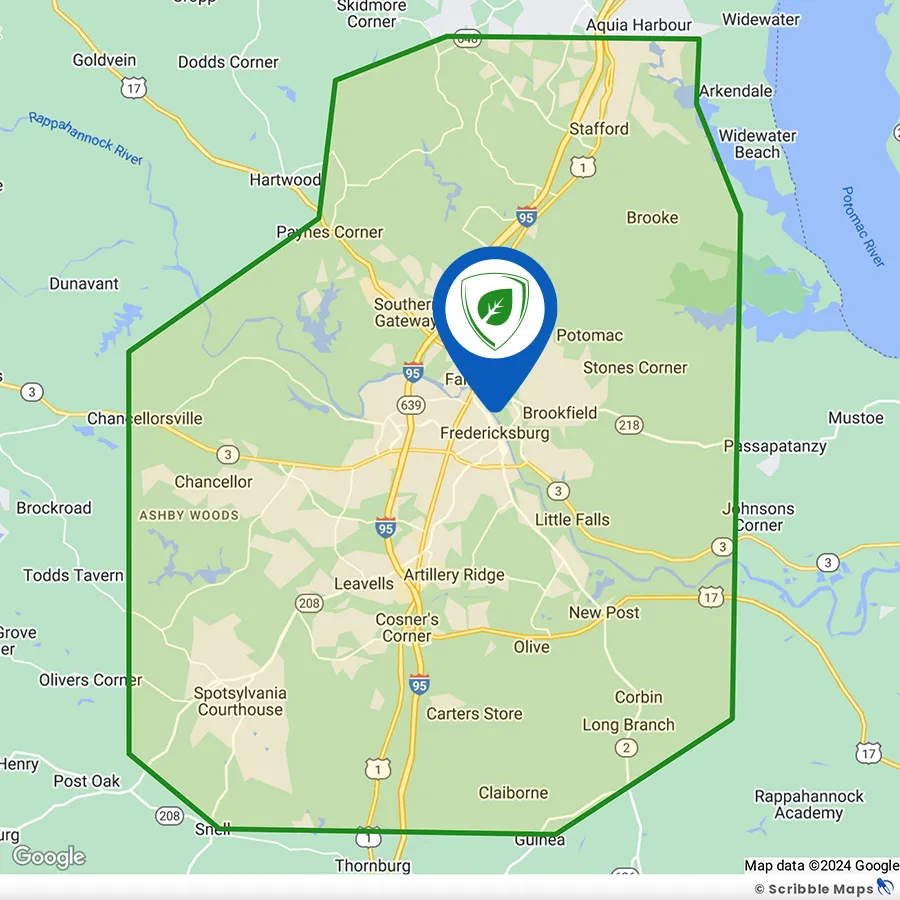 Service Area Map Fredericksburg Virginia