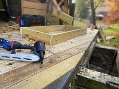 a deck under construction