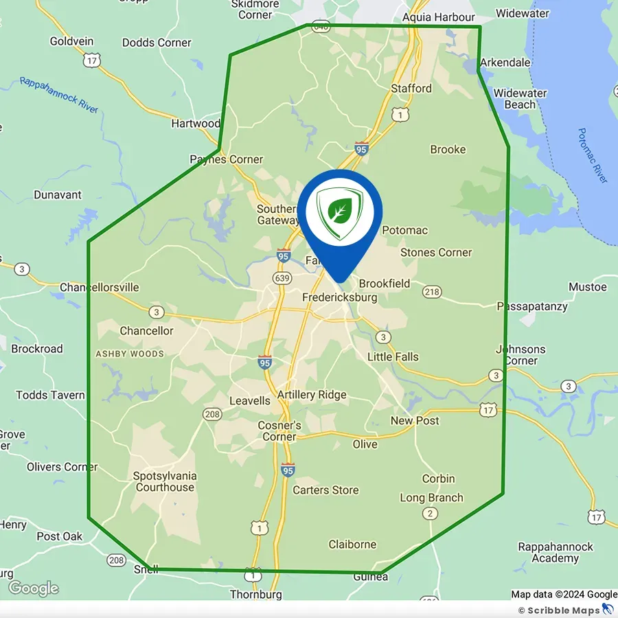 Service Area Map Fredericksburg Virginia