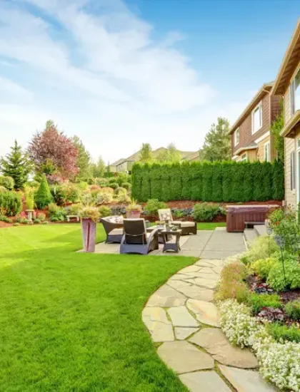 landscaped back yard