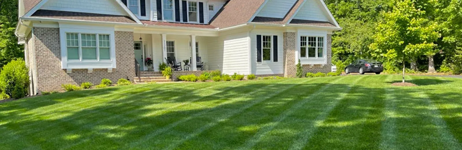 nicely landscaped front lawn